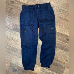 Athleta linen navy blue joggers